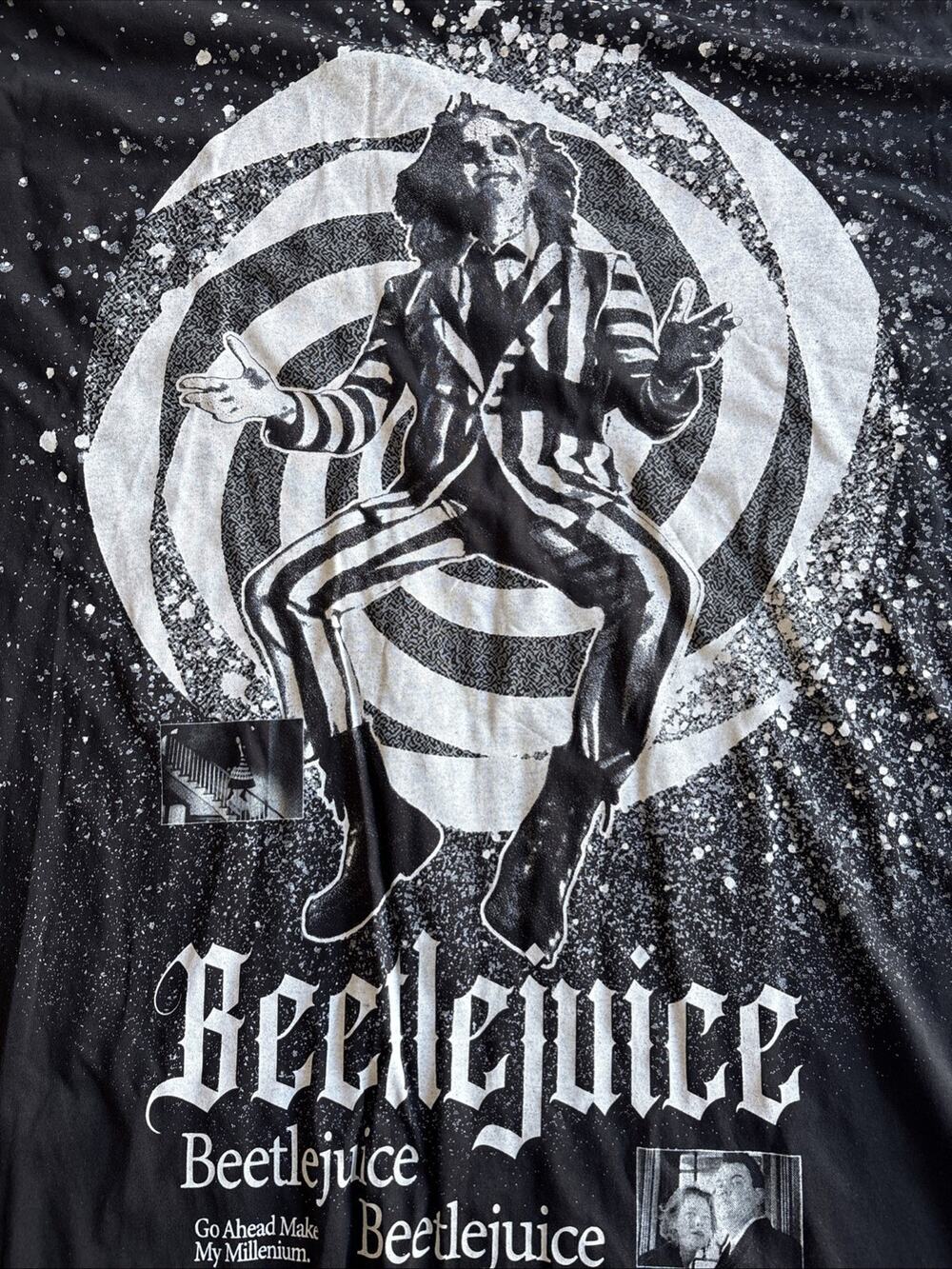 Beetlejuice Shirt Size 3XL Black Bleach Splatter Graphic Horror Movie Merch NWT